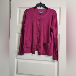 Chaps Women's Raspberry Button-Front Cardigan Sweater